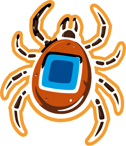 Tick bug with blue square on shell.
In-Game asset.  2d.  High contrast.  No shadows