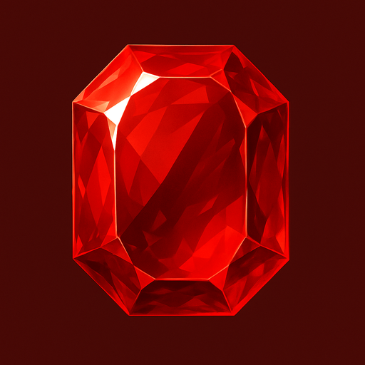 red gem realistic.
In-Game asset.  2d.  High contrast.  No shadows