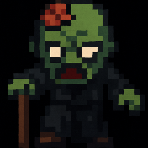 Agrégale una bata negra y un bastón, pixelart