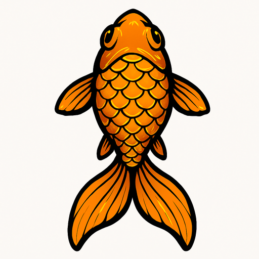 a gold fish seen from top to bottom.
In-Game asset.  2d.  High contrast.  No shadows