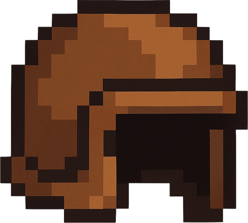 pixel brown game helmet.
In-Game asset.  2d.  High contrast.  No shadows
