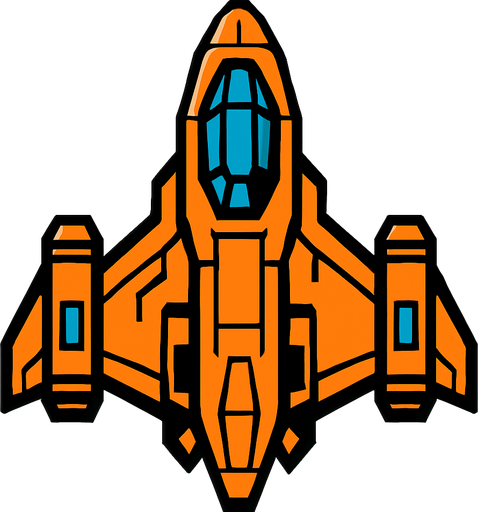 spaceship.
In-Game asset.  2d.  High contrast.  No shadows