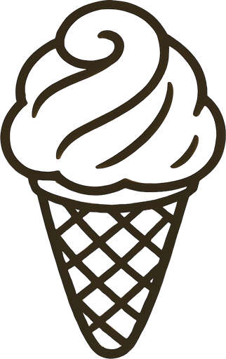 Ice cream cone in professor Layton game style artwork.
In-Game asset.  2d.  High contrast.  No shadows