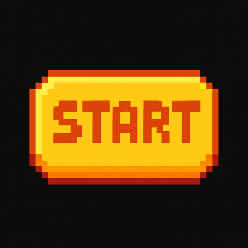 Start button, pixel art.
In-Game asset.  2d.  High contrast.  No shadows