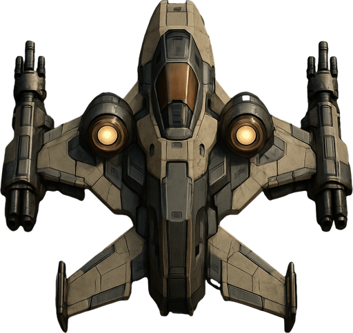 combat drone spaceship top view.