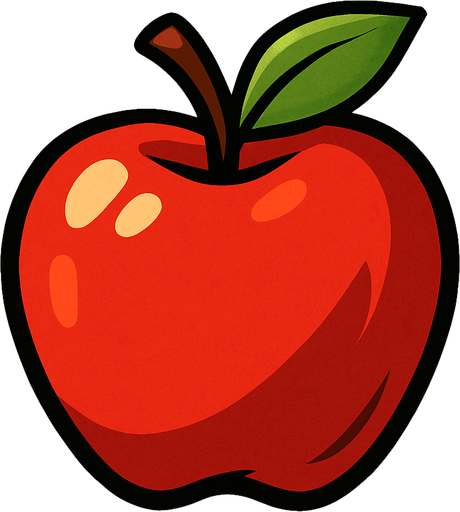 animasyon tarzı bir elma çiz.
In-Game asset.  2d.  High contrast.  No shadows