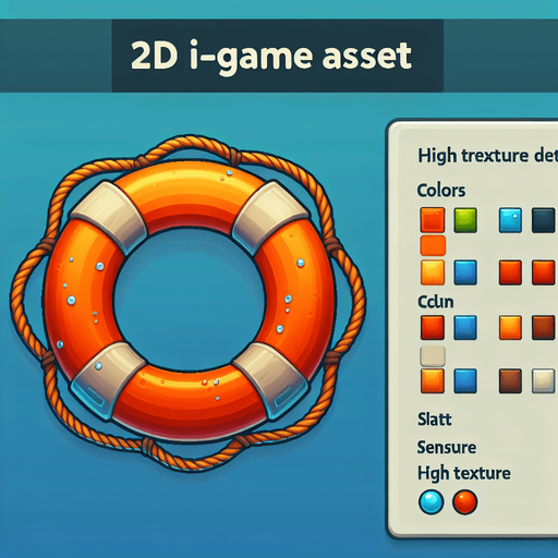 orange life rings asset that revive from water.
Single Game Texture.  In-Game asset.  2d.  Blank background.  High contrast.  No shadows