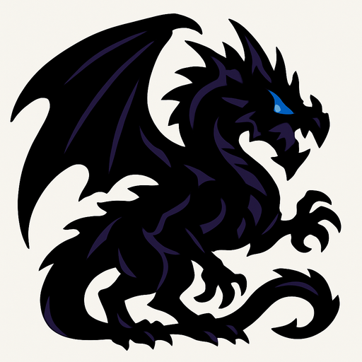 Dragon de l'ombre.
In-Game asset.  2d.  High contrast.  No shadows
