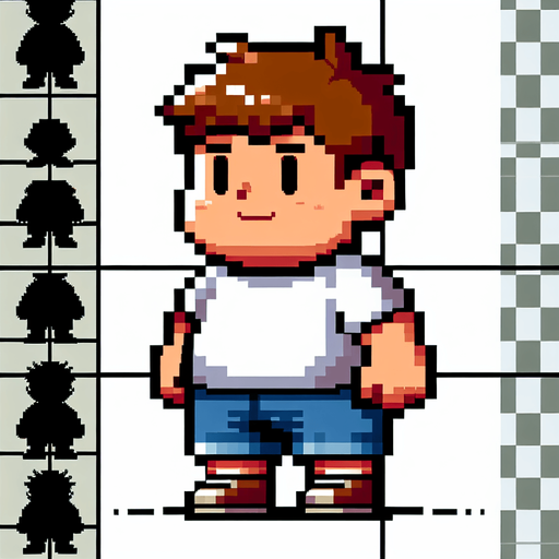 fat boy.
Single Game Texture. In-Game asset. 2d. Blank background. High contrast. No shadows. 8bit. no background.