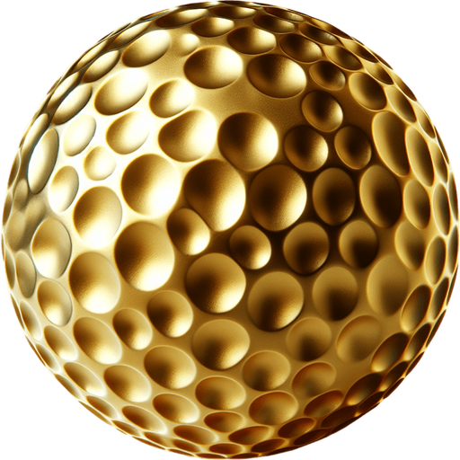 Balle de golf en or.
Single Game Texture. In-Game asset. 2d. Blank background. High contrast. No shadows.