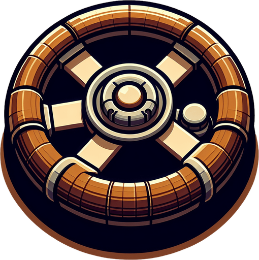 round car steering wheel.
Single Game Texture. In-Game asset. 2d. Blank background. High contrast. No shadows.