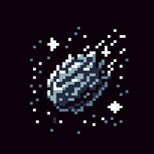 meteorite sprite old nintendo game.
2d.  Blank background.  High contrast.  No shadows