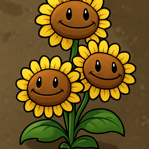 Triple girasol de plantas vs zombies.
In-Game asset.  2d.  High contrast