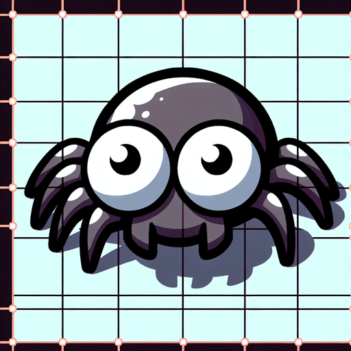 Cartoony looking spider, with two big round eyes
Single Game Texture. In-Game asset. 2d. Blank background. High contrast. No shadows.