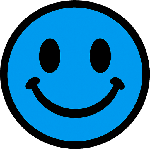 blue circle with smile.
In-Game asset.  2d.  High contrast.  No shadows