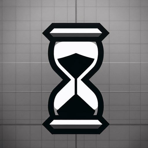 Песочные часы, черный.
Single Game Texture. In-Game asset. 2d. Blank background. High contrast. No shadows.