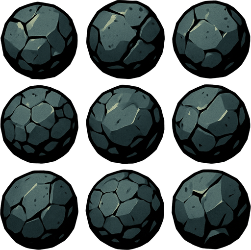 Pack of rocks shots.sphere.
In-Game asset.  2d.  High contrast.  No shadows