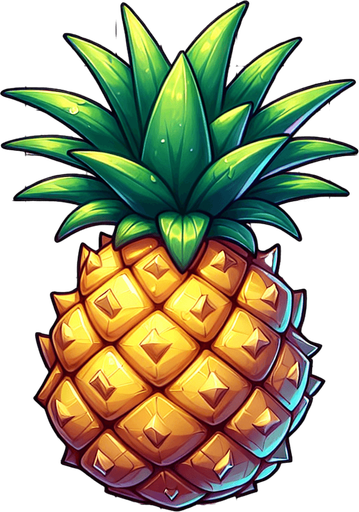 fruit pine apple.
Single Game Texture.  In-Game asset.  2d.  Blank background.  High contrast.  No shadows