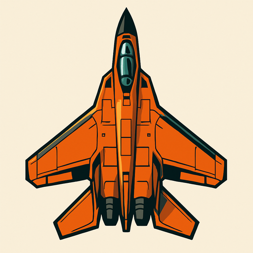 Top view of Military fighter jet.
In-Game asset.  2d.  High contrast.  No shadows