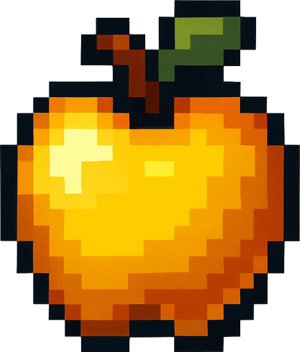 pixel art of a apple but golden.
In-Game asset.  2d.  High contrast.  No shadows