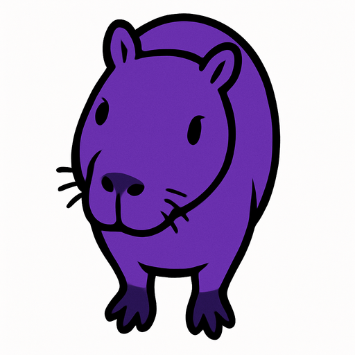 purple capybara top view.
In-Game asset.  2d.  High contrast.  No shadows