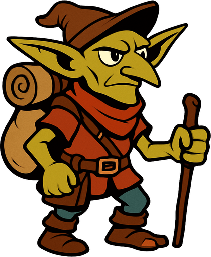 gezgin goblin.
In-Game asset.  2d.  High contrast.  No shadows