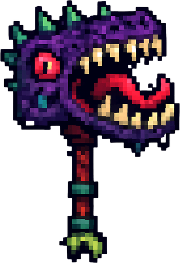 martillo mounstroso de pixeles.
In-Game asset.  2d.  High contrast.  No shadows
