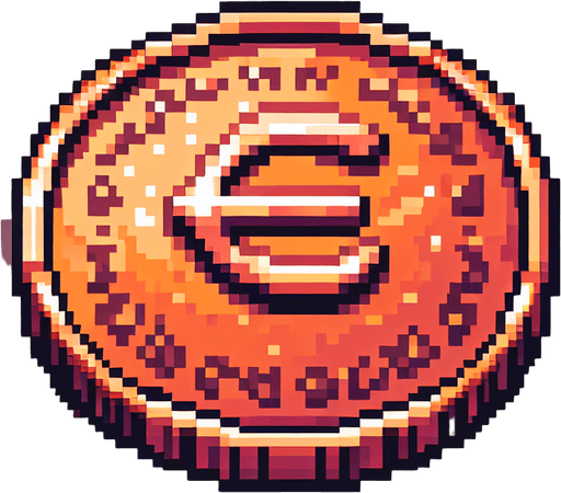 perspective of simple copper coin with a cent sign ‘¢’....
video game sprite