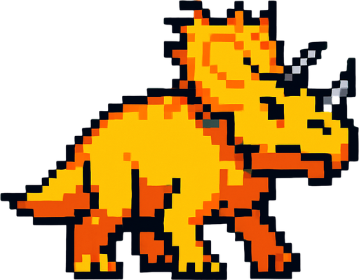 Make it 8 bit style dinosaur Achelousaurus cartoon character.
In-Game asset.  High contrast.  No shadows