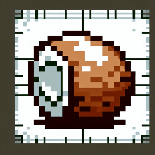8-bit. Cartoon. coconut. No shadow. In game asset High contrast. Single Game Texture. In-Game asset. 2d. Blank background. High contrast. Single Game Texture. In-Game asset. 2d. Blank background. High contrast. No shadows.