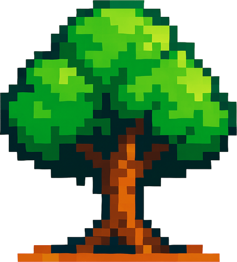 Tree pixel art.
In-Game asset.  2d.  High contrast.  No shadows