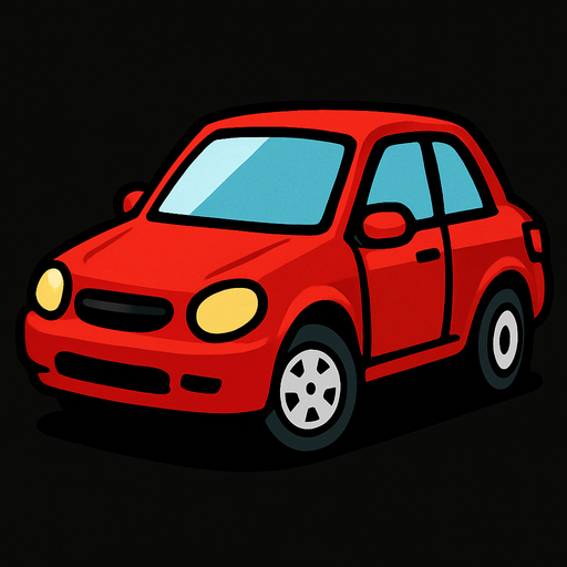 Red car.
In-Game asset.  2d.  High contrast.  No shadows