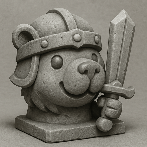 Recrealo en una escultura. Utiliza un estilo cartoon. Usas colores grises.