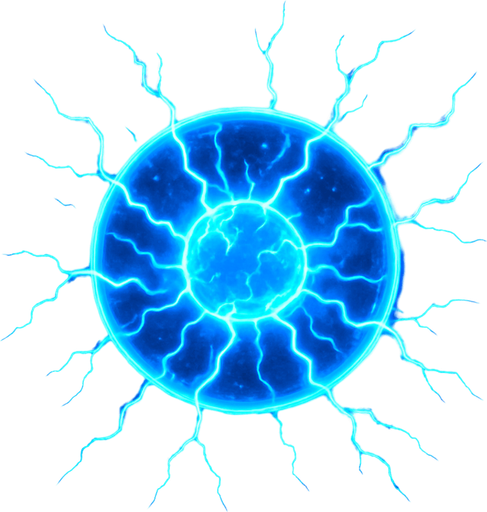 Electric blue plasma ball.
In-Game asset.  2d.  High contrast.  No shadows