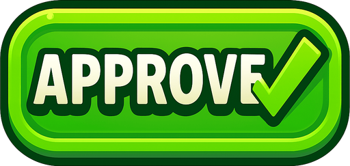 approve button.
In-Game asset.  2d.  High contrast.  No shadows