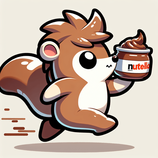A cute lemming running while holding a nutella cup.
Single Game Texture. In-Game asset. 2d. Blank background. High contrast. No shadows. Cartoon style.