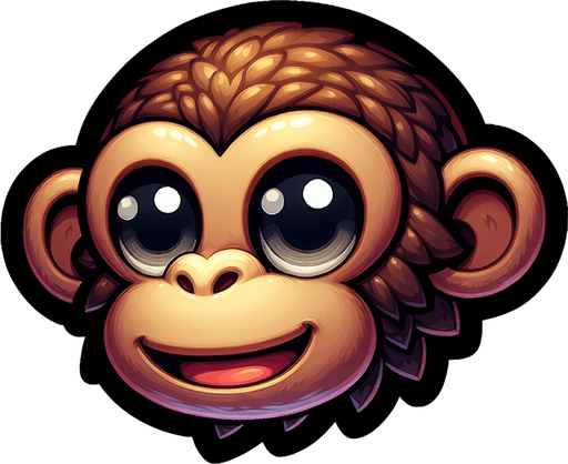 generate a monkey.
Single Game Texture.  In-Game asset.  2d.  Blank background.  High contrast.  No shadows