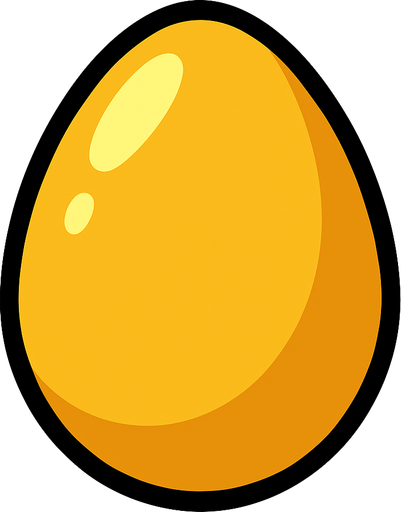 A Golden egg.
In-Game asset.  2d.  High contrast.  No shadows