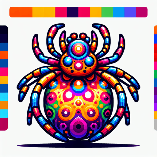 colored spider.
Single Game Texture.  In-Game asset.  2d.  Blank background.  High contrast.  No shadows