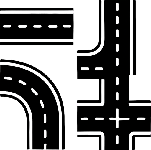 Roads.
In-Game asset.  2d.  High contrast.  No shadows