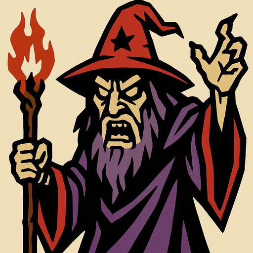 bad wizard.
In-Game asset.  2d.  High contrast.  No shadows
