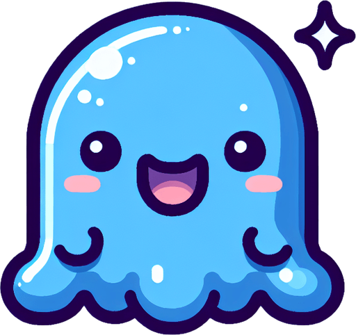 2D Sprite of a cute blue slime, smiling