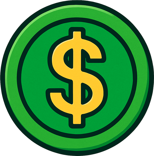 yeşil jeton içerisinde dolar simgesi.
In-Game asset.  2d.  High contrast.  No shadows