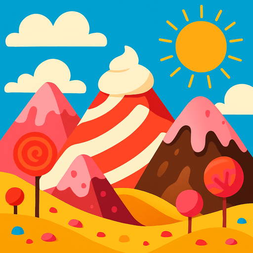 a sunny place where the mountains are sweet.
In-Game asset.  2d.  High contrast.  No shadows