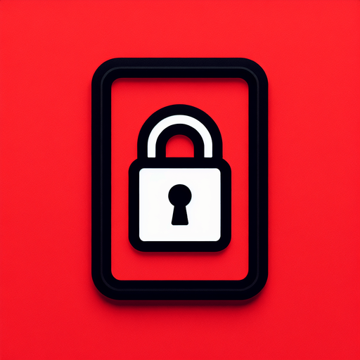plain white lock icon with a thin black border. red background