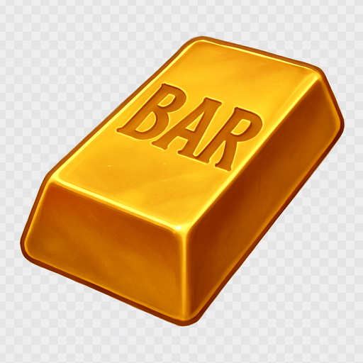 Crea un asset para el símbolo 'B' de Megaways: una Barra de Oro.
Una barra de oro sólida y brillante, con reflejos realistas que sugieran lujo y peso. Puede tener la palabra 'BAR' grabada sutilmente. Estilo de casino opulento. Color dorado intenso. Fondo transparente. Es un símbolo de alto valor (40x), debe transmitir riqueza.
In-Game asset.  2d.  High contrast.  No shadows
