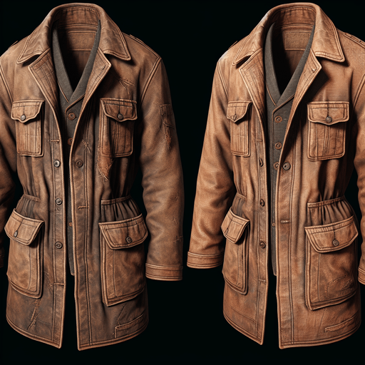 granddads coat.
Single Game Texture.  In-Game asset.  2d.  Blank background.  High contrast.  No shadows