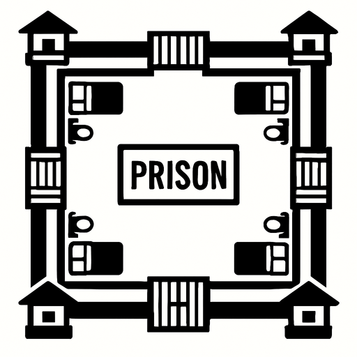 a top down white black theme prison. In-Game asset. 2d. High contrast. No shadows.
In-Game asset.  2d.  High contrast.  No shadows
