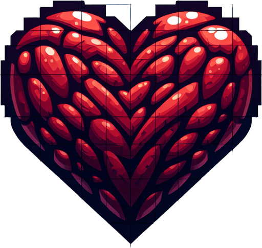 heart.
Single Game Texture. In-Game asset. 2d. Blank background. High contrast. No shadows.