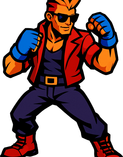 fighter cool guy epic.
In-Game asset.  2d.  High contrast.  No shadows